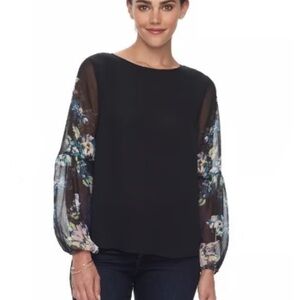 Apt. 9 || Women’s Black Floral Baloon Sleeve Blouse size XL